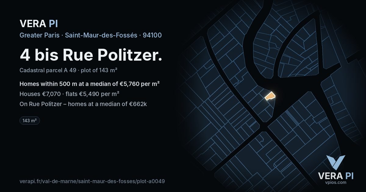 4 bis Rue Politzer, Saint-Maur-des-Fossés at night – the plot lit, the parcels around coloured by the prices near them