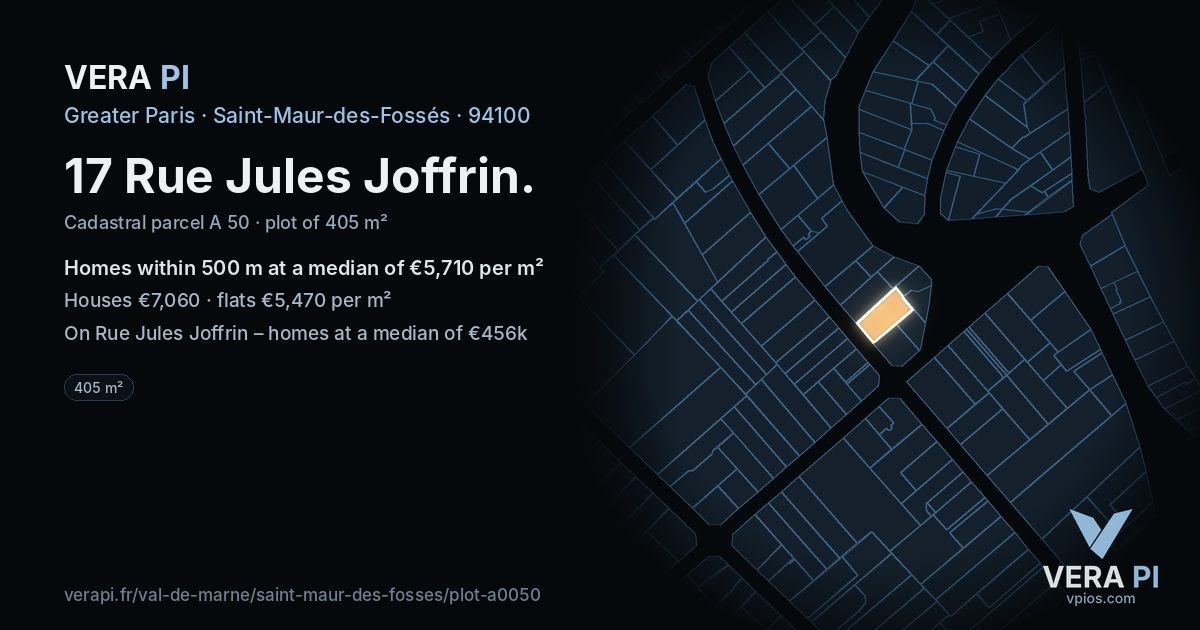 17 Rue Jules Joffrin, Saint-Maur-des-Fossés at night – the plot lit, the parcels around coloured by the prices near them