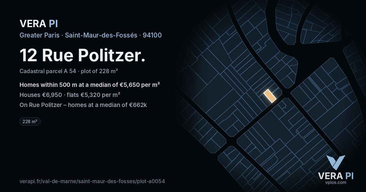 12 Rue Politzer, Saint-Maur-des-Fossés at night – the plot lit, the parcels around coloured by the prices near them