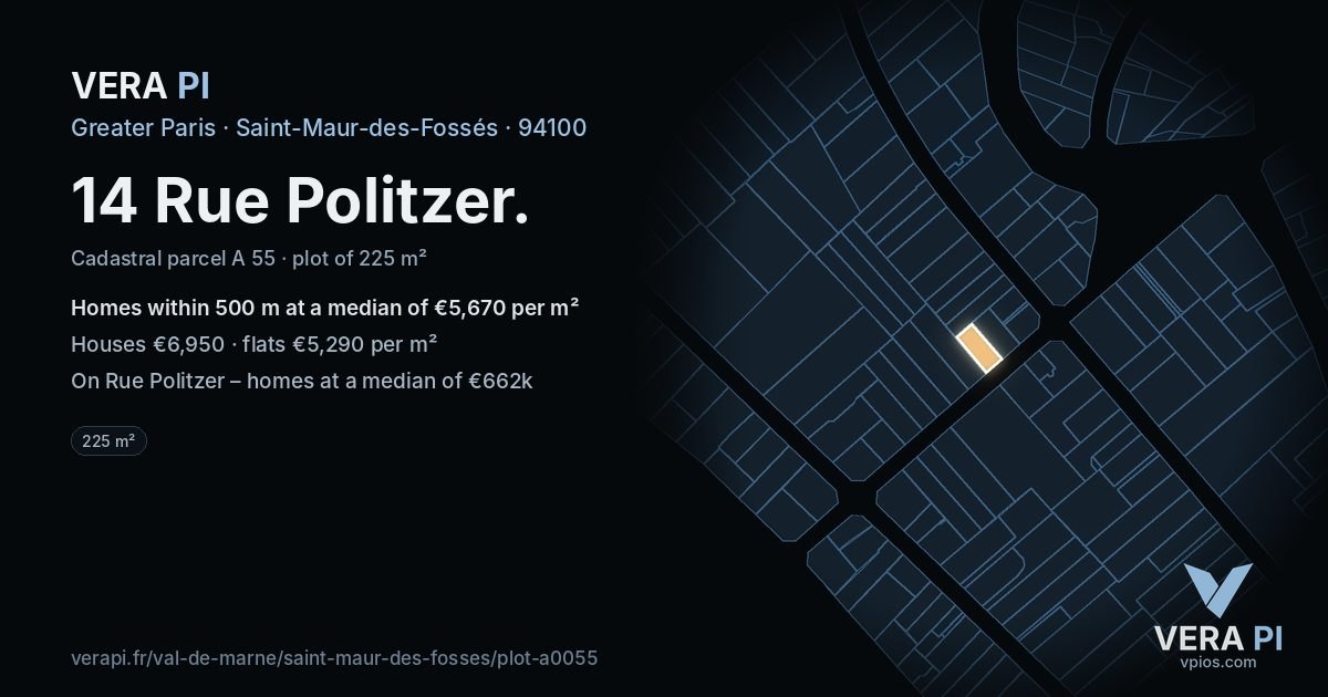 14 Rue Politzer, Saint-Maur-des-Fossés at night – the plot lit, the parcels around coloured by the prices near them