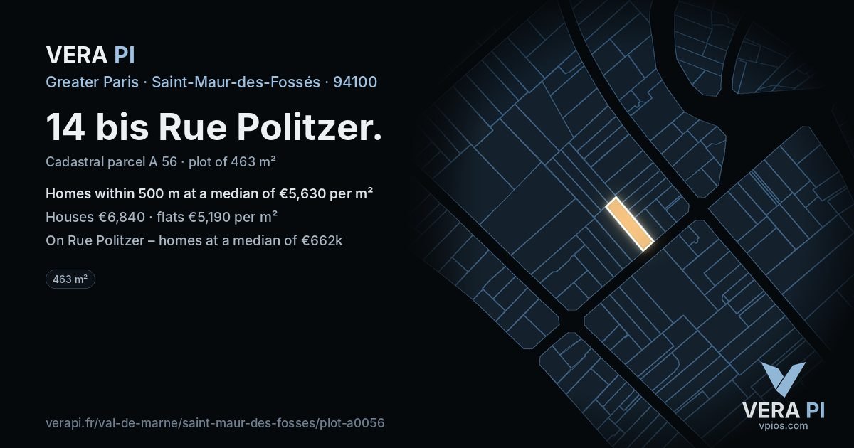 14 bis Rue Politzer, Saint-Maur-des-Fossés at night – the plot lit, the parcels around coloured by the prices near them