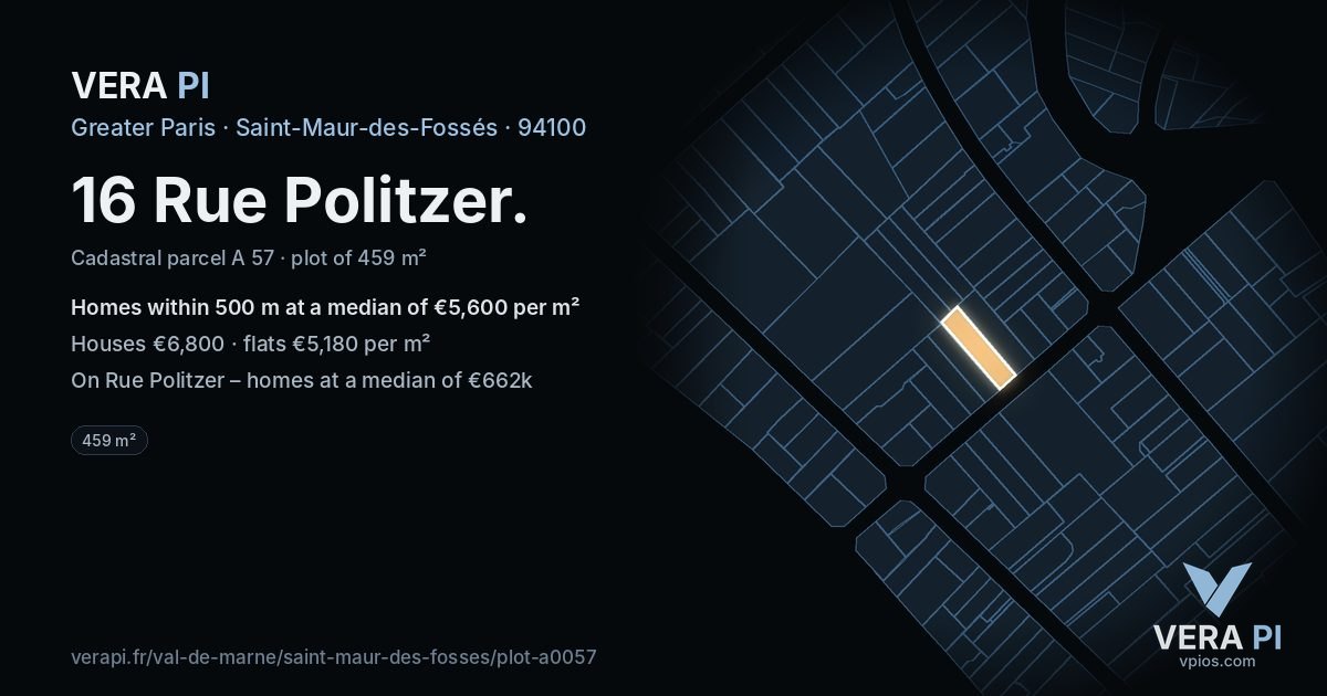 16 Rue Politzer, Saint-Maur-des-Fossés at night – the plot lit, the parcels around coloured by the prices near them