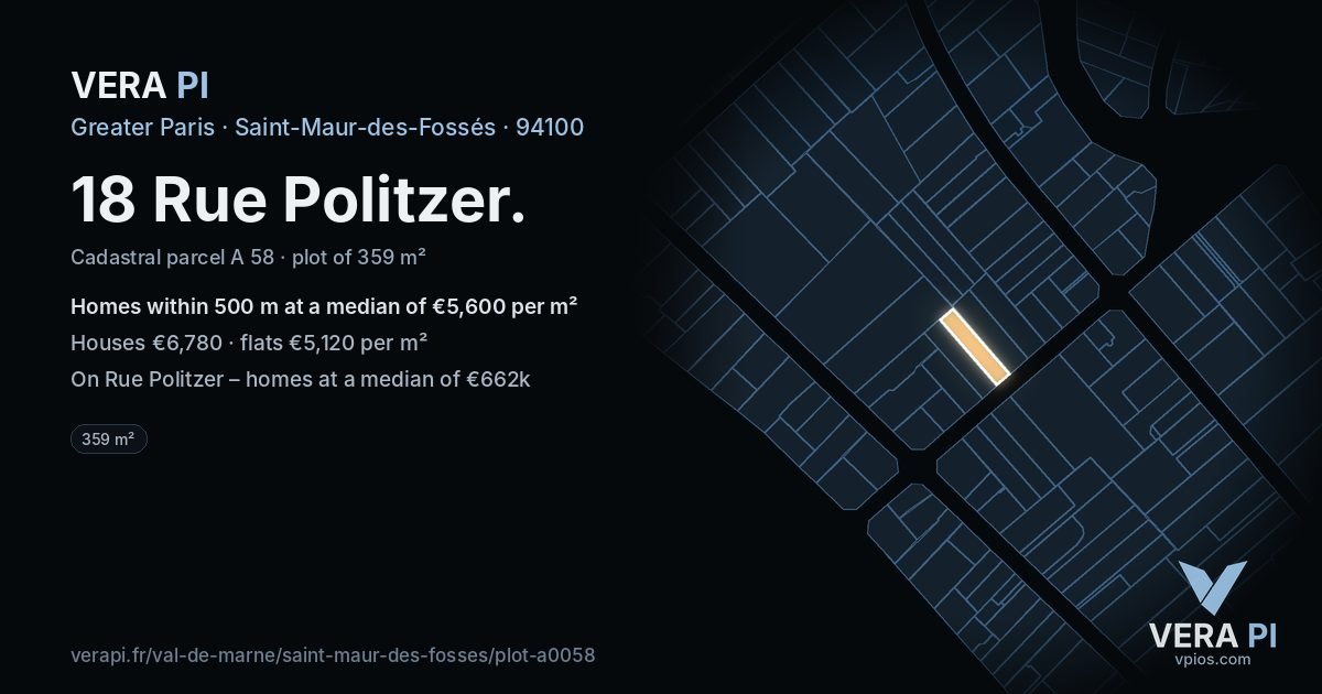 18 Rue Politzer, Saint-Maur-des-Fossés at night – the plot lit, the parcels around coloured by the prices near them