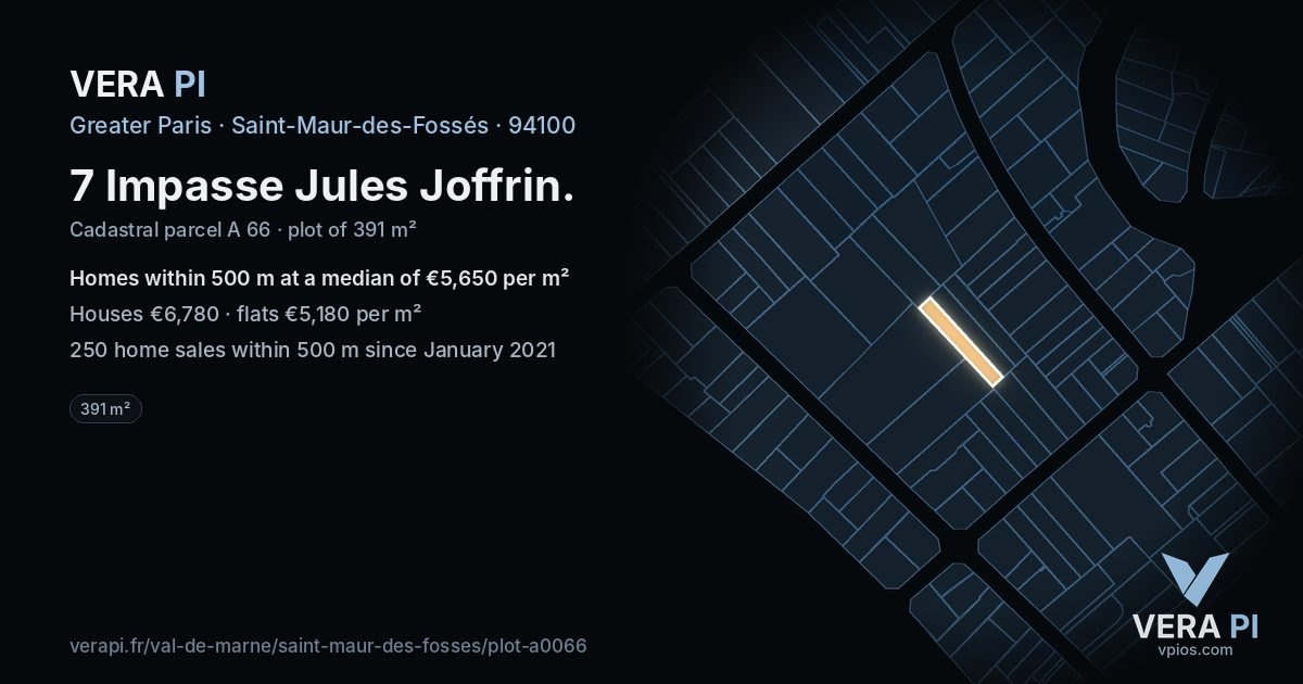 7 Impasse Jules Joffrin, Saint-Maur-des-Fossés at night – the plot lit, the parcels around coloured by the prices near them