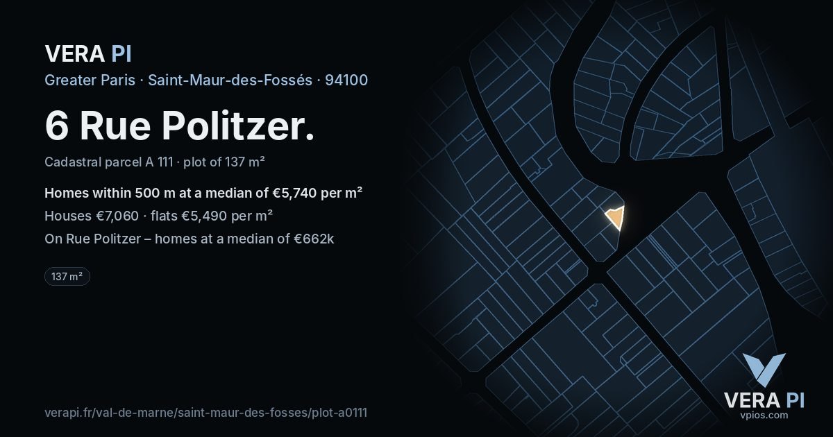 6 Rue Politzer, Saint-Maur-des-Fossés at night – the plot lit, the parcels around coloured by the prices near them