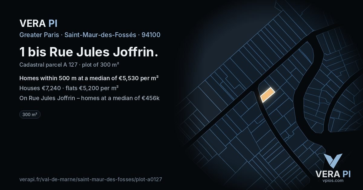 1 bis Rue Jules Joffrin, Saint-Maur-des-Fossés at night – the plot lit, the parcels around coloured by the prices near them