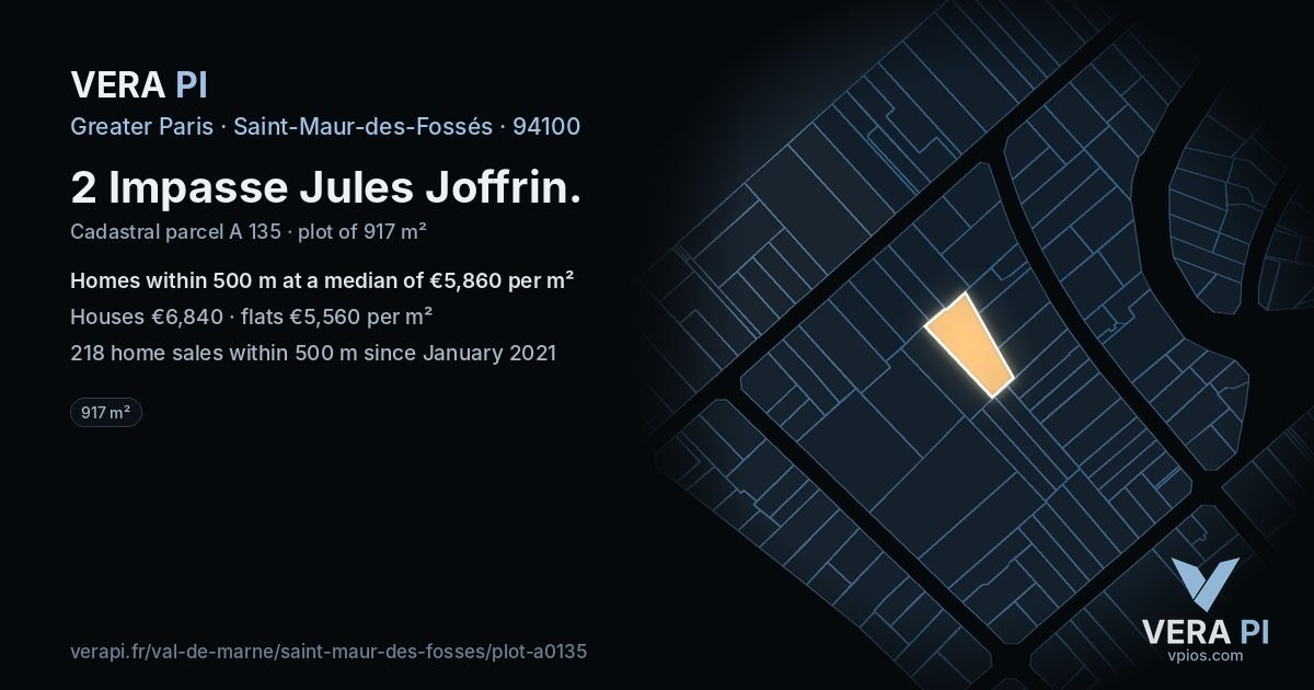 2 Impasse Jules Joffrin, Saint-Maur-des-Fossés at night – the plot lit, the parcels around coloured by the prices near them
