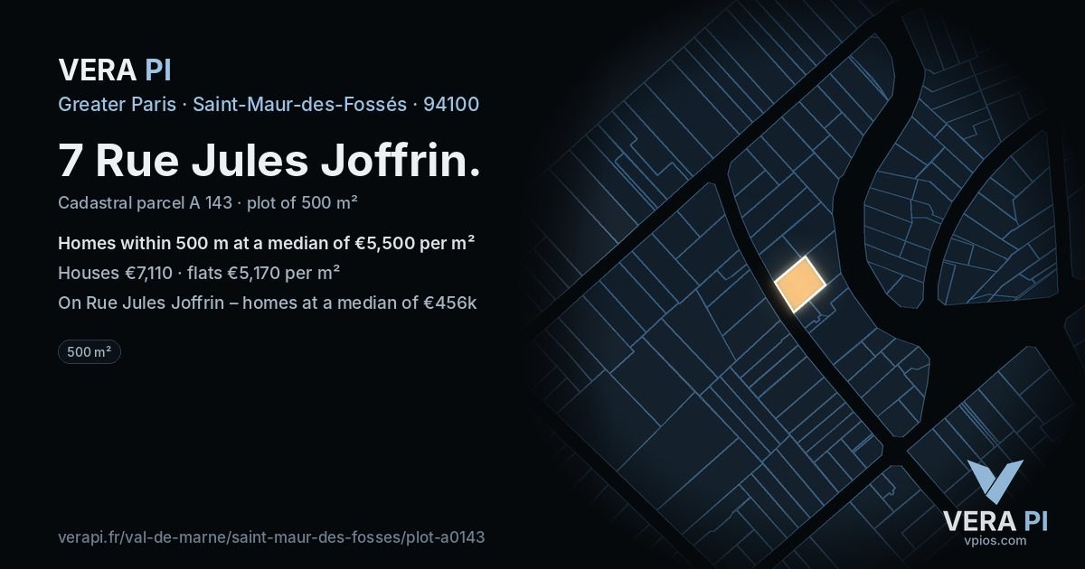 7 Rue Jules Joffrin, Saint-Maur-des-Fossés at night – the plot lit, the parcels around coloured by the prices near them