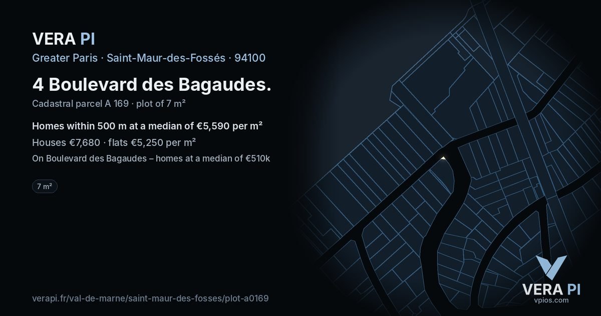 4 Boulevard des Bagaudes, Saint-Maur-des-Fossés at night – the plot lit, the parcels around coloured by the prices near them