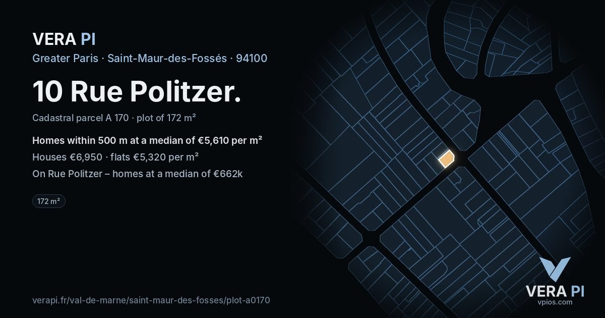 10 Rue Politzer, Saint-Maur-des-Fossés at night – the plot lit, the parcels around coloured by the prices near them