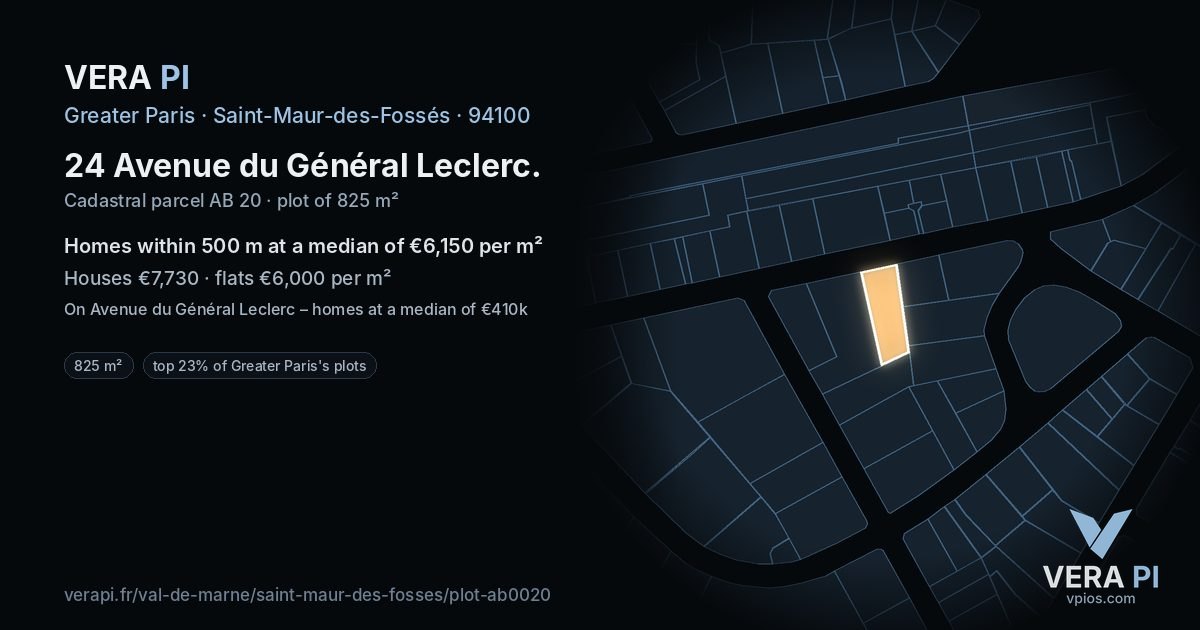 24 Avenue du Général Leclerc, Saint-Maur-des-Fossés at night – the plot lit, the parcels around coloured by the prices near them