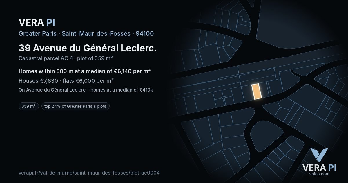 39 Avenue du Général Leclerc, Saint-Maur-des-Fossés at night – the plot lit, the parcels around coloured by the prices near them