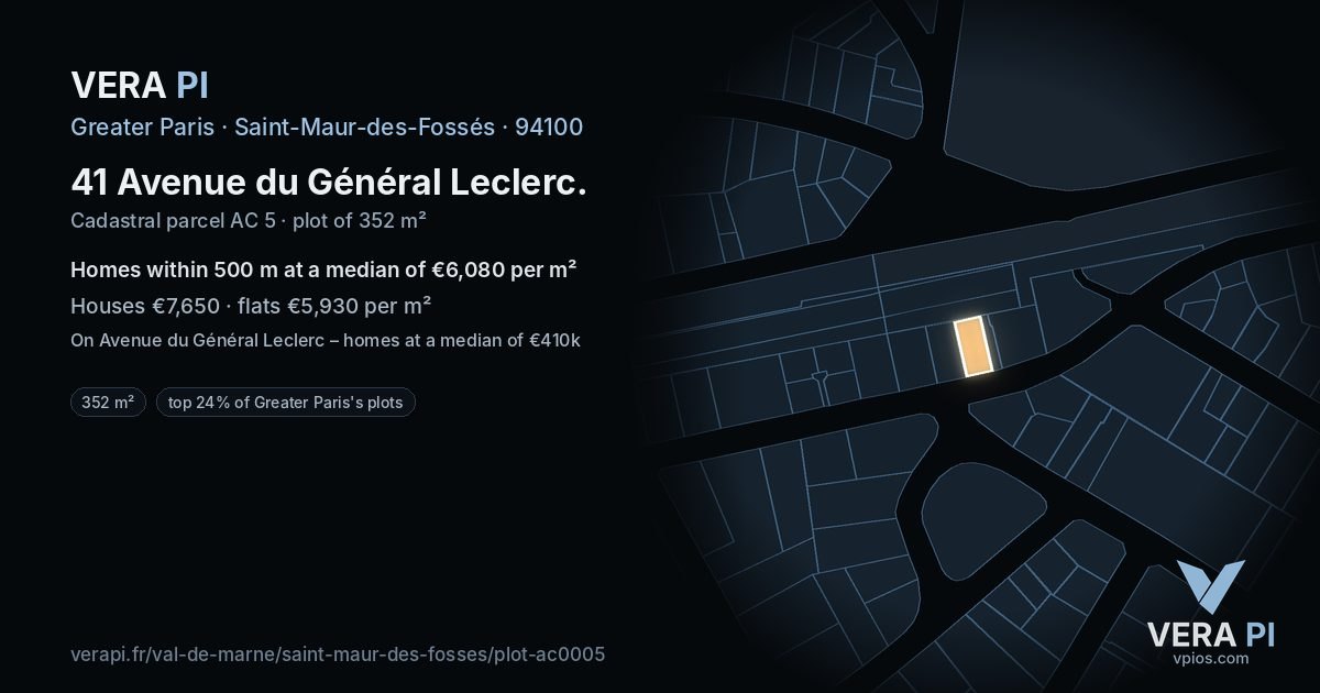 41 Avenue du Général Leclerc, Saint-Maur-des-Fossés at night – the plot lit, the parcels around coloured by the prices near them