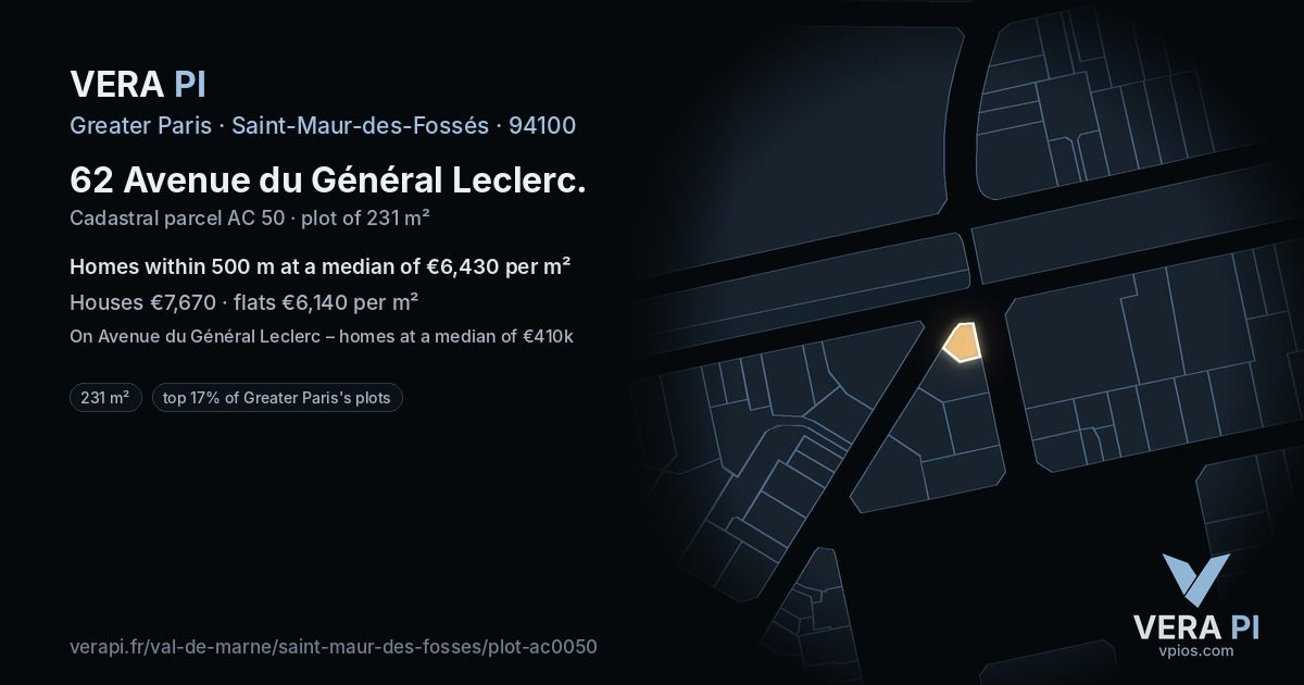 62 Avenue du Général Leclerc, Saint-Maur-des-Fossés at night – the plot lit, the parcels around coloured by the prices near them