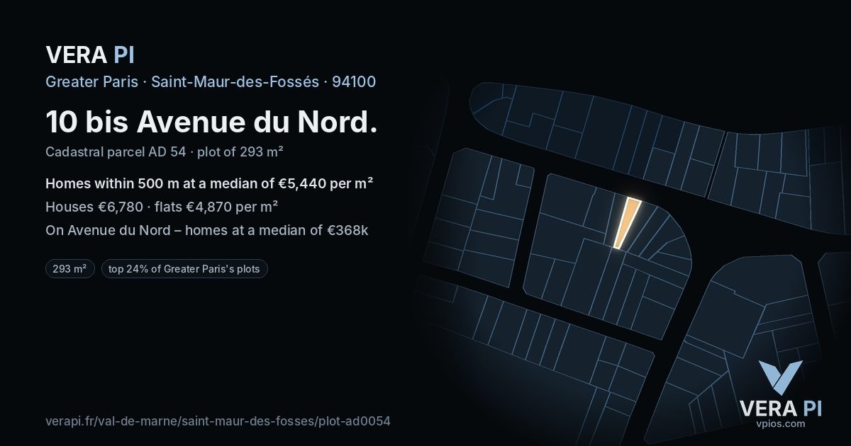 10 bis Avenue du Nord, Saint-Maur-des-Fossés at night – the plot lit, the parcels around coloured by the prices near them
