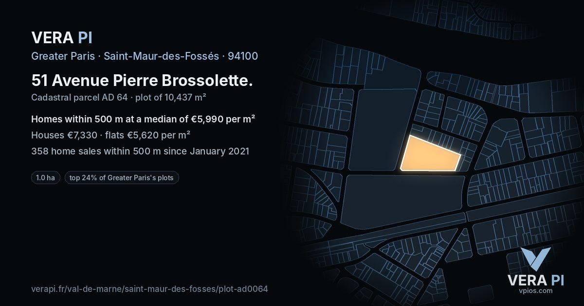 51 Avenue Pierre Brossolette, Saint-Maur-des-Fossés at night – the plot lit, the parcels around coloured by the prices near them