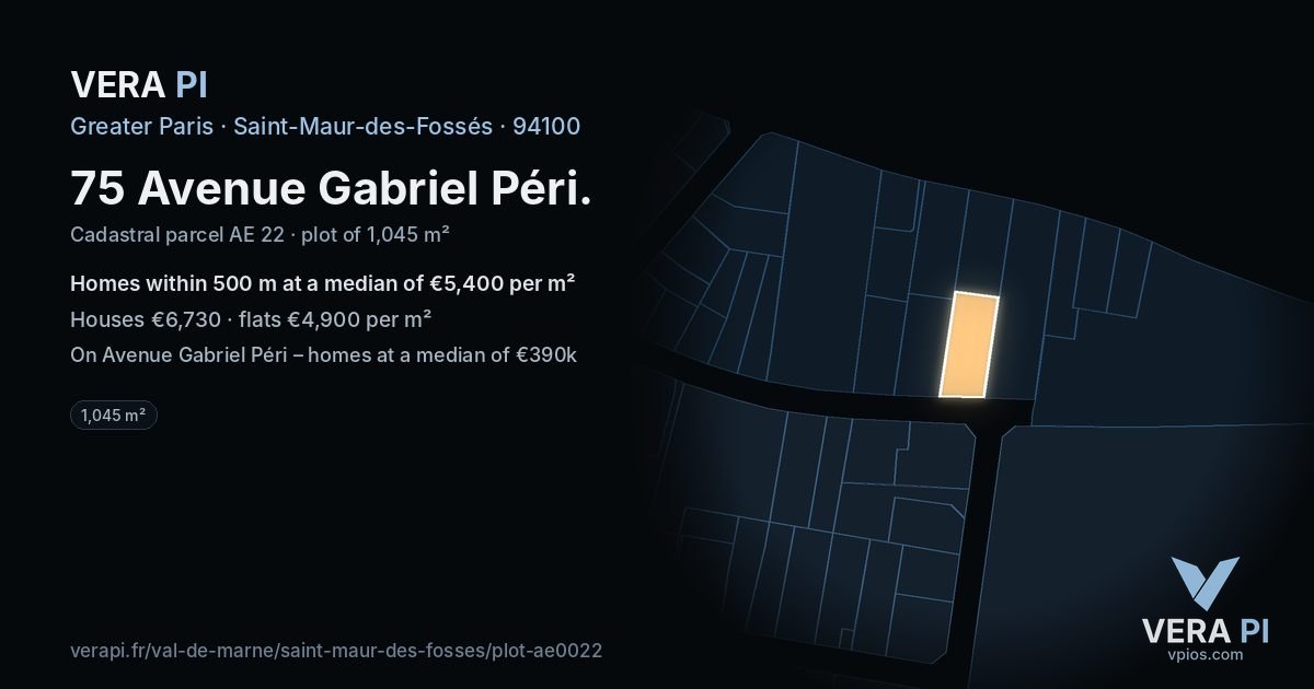 75 Avenue Gabriel Péri, Saint-Maur-des-Fossés at night – the plot lit, the parcels around coloured by the prices near them