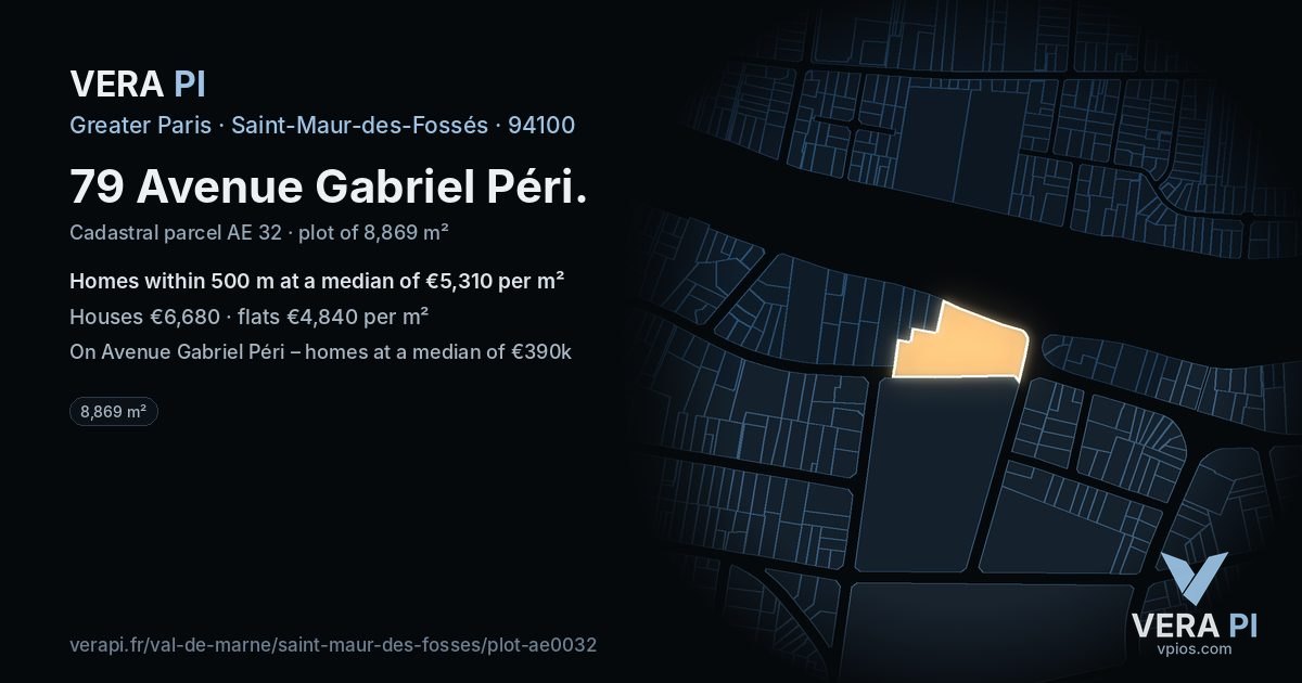 79 Avenue Gabriel Péri, Saint-Maur-des-Fossés at night – the plot lit, the parcels around coloured by the prices near them