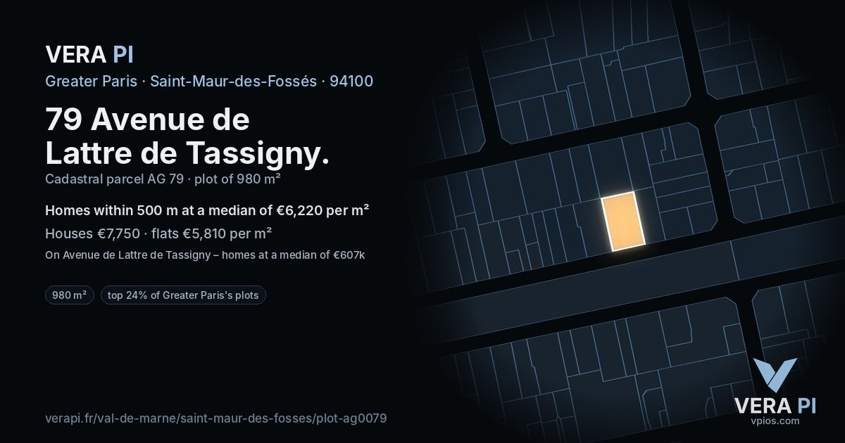 79 Avenue de Lattre de Tassigny, Saint-Maur-des-Fossés at night – the plot lit, the parcels around coloured by the prices near them