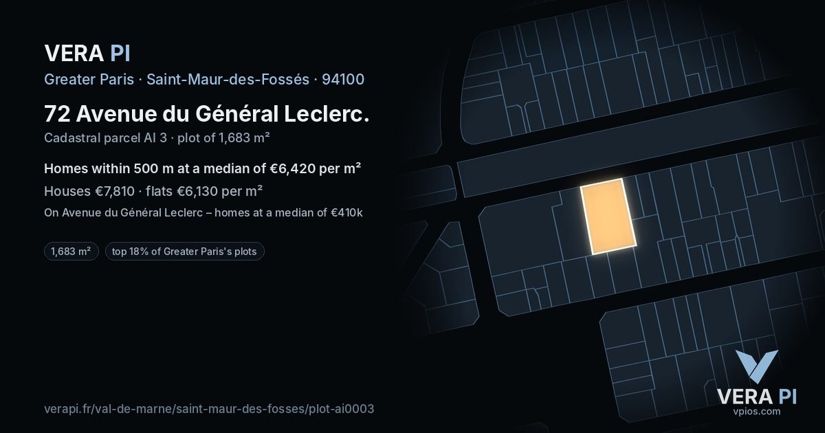 72 Avenue du Général Leclerc, Saint-Maur-des-Fossés at night – the plot lit, the parcels around coloured by the prices near them
