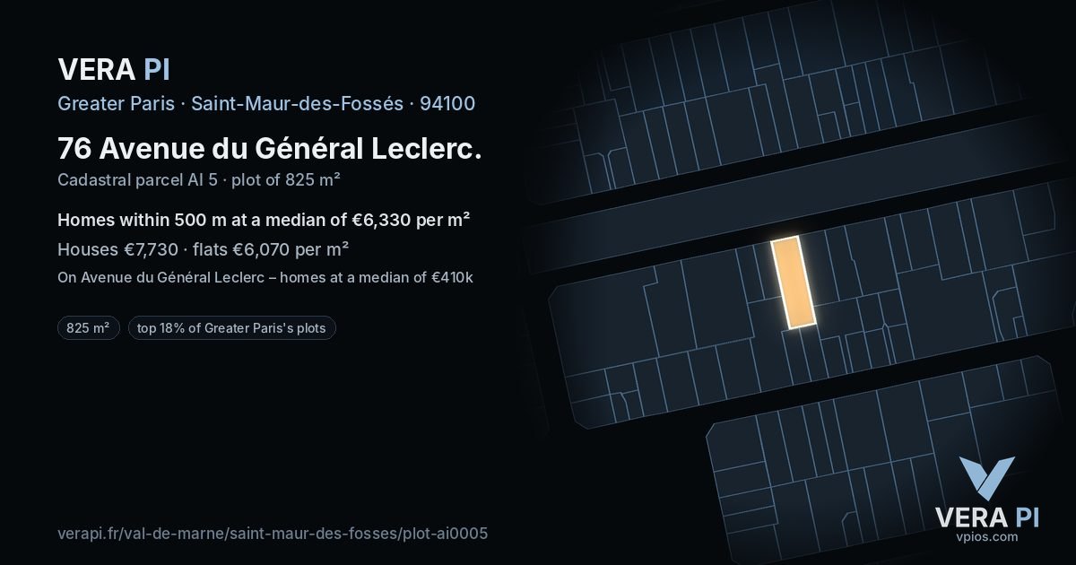 76 Avenue du Général Leclerc, Saint-Maur-des-Fossés at night – the plot lit, the parcels around coloured by the prices near them