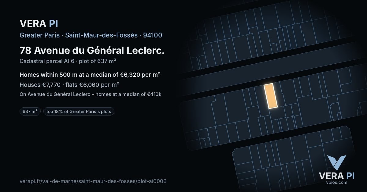 78 Avenue du Général Leclerc, Saint-Maur-des-Fossés at night – the plot lit, the parcels around coloured by the prices near them