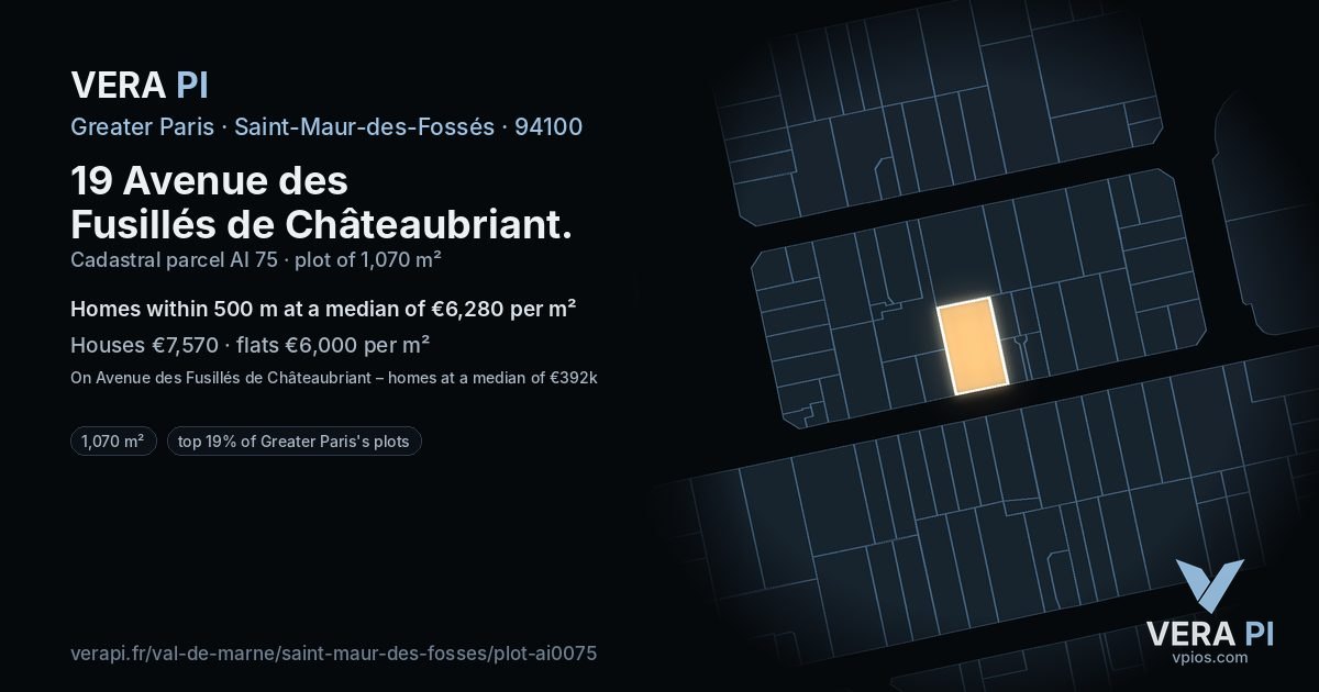 19 Avenue des Fusillés de Châteaubriant, Saint-Maur-des-Fossés at night – the plot lit, the parcels around coloured by the prices near them