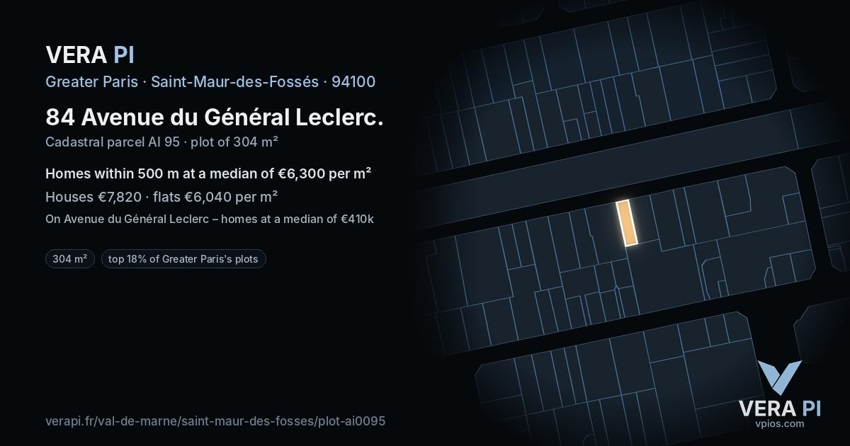 84 Avenue du Général Leclerc, Saint-Maur-des-Fossés at night – the plot lit, the parcels around coloured by the prices near them