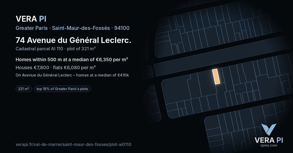 74 Avenue du Général Leclerc, Saint-Maur-des-Fossés at night – the plot lit, the parcels around coloured by the prices near them