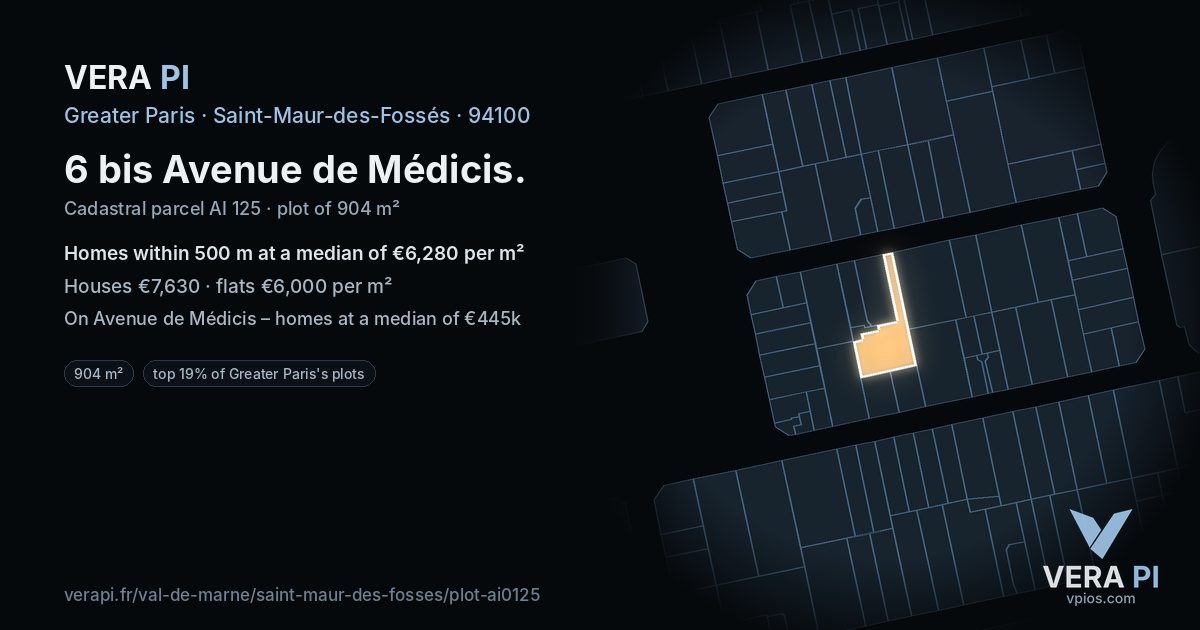 6 bis Avenue de Médicis, Saint-Maur-des-Fossés at night – the plot lit, the parcels around coloured by the prices near them