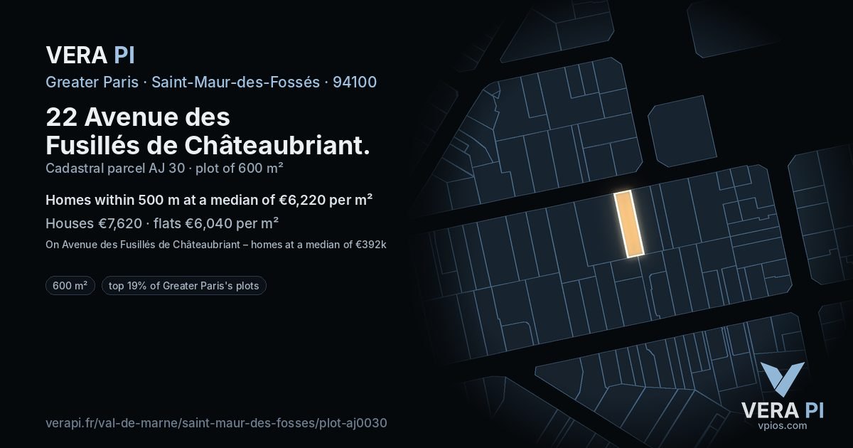 22 Avenue des Fusillés de Châteaubriant, Saint-Maur-des-Fossés at night – the plot lit, the parcels around coloured by the prices near them