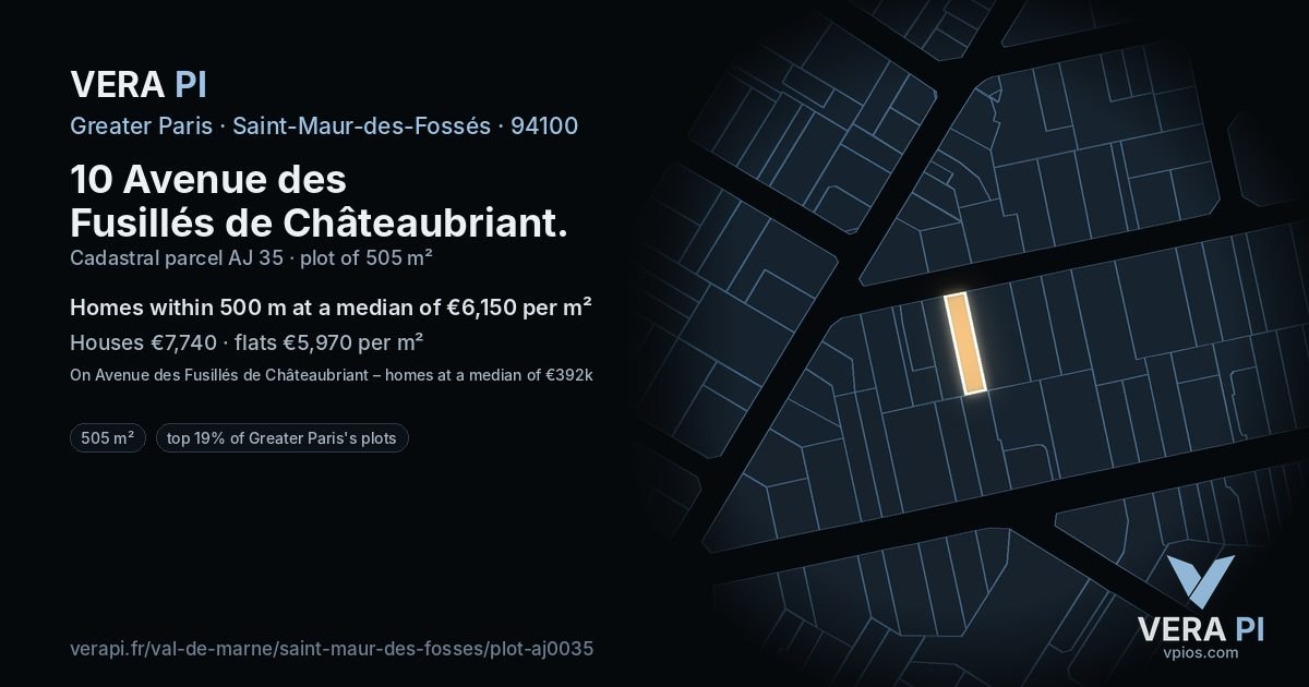 10 Avenue des Fusillés de Châteaubriant, Saint-Maur-des-Fossés at night – the plot lit, the parcels around coloured by the prices near them