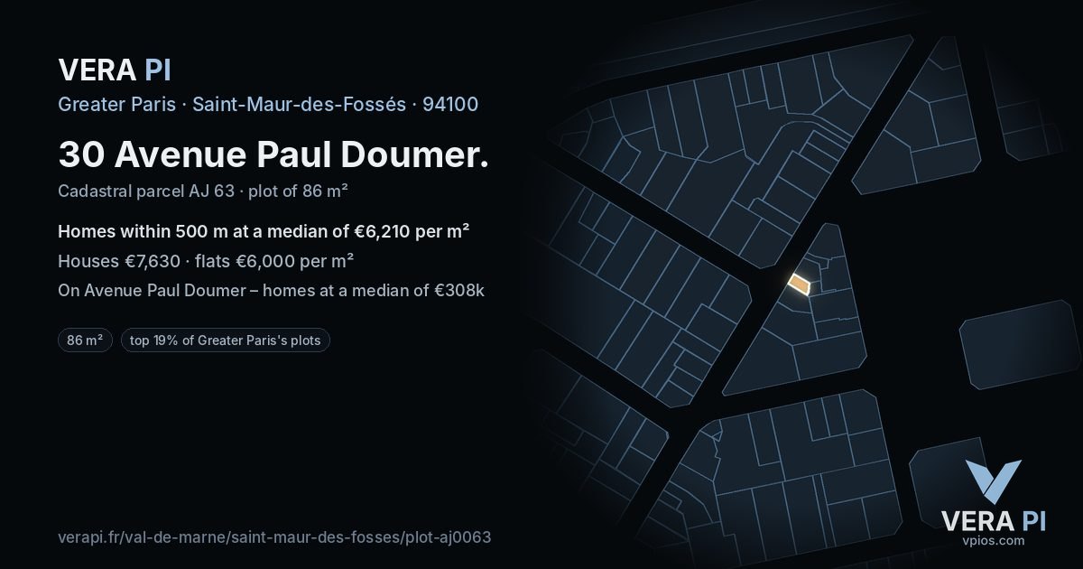 30 Avenue Paul Doumer, Saint-Maur-des-Fossés at night – the plot lit, the parcels around coloured by the prices near them