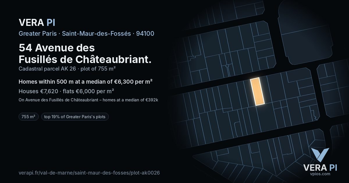 54 Avenue des Fusillés de Châteaubriant, Saint-Maur-des-Fossés at night – the plot lit, the parcels around coloured by the prices near them