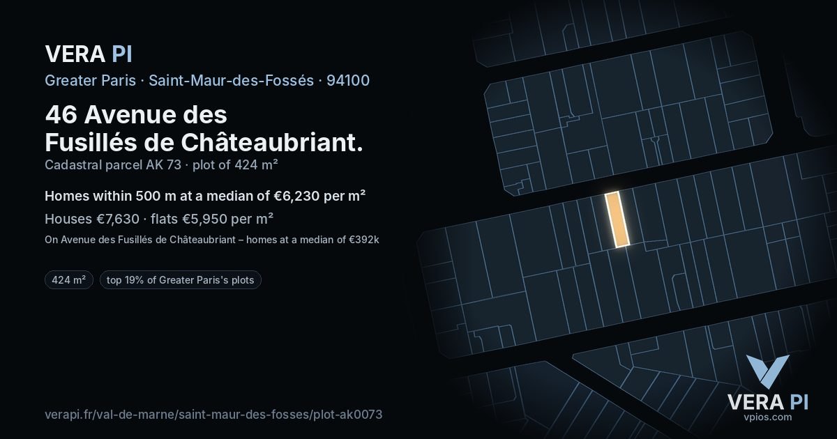 46 Avenue des Fusillés de Châteaubriant, Saint-Maur-des-Fossés at night – the plot lit, the parcels around coloured by the prices near them