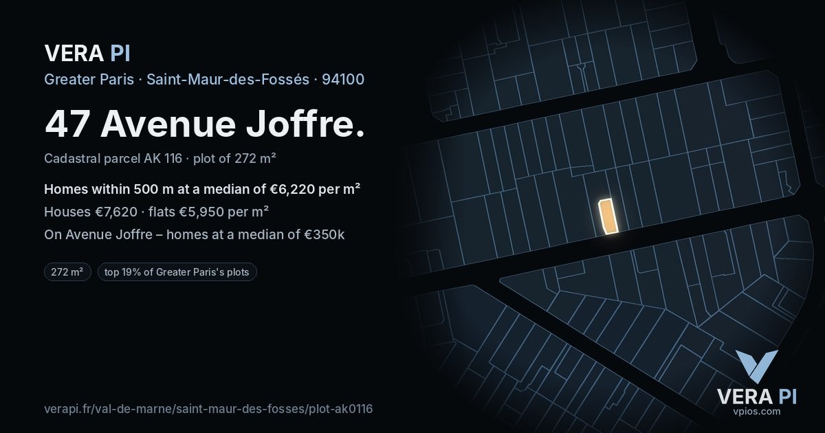47 Avenue Joffre, Saint-Maur-des-Fossés at night – the plot lit, the parcels around coloured by the prices near them