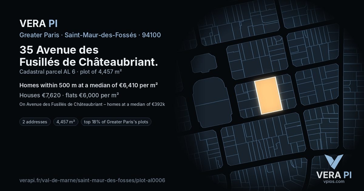 35 Avenue des Fusillés de Châteaubriant, Saint-Maur-des-Fossés at night – the plot lit, the parcels around coloured by the prices near them