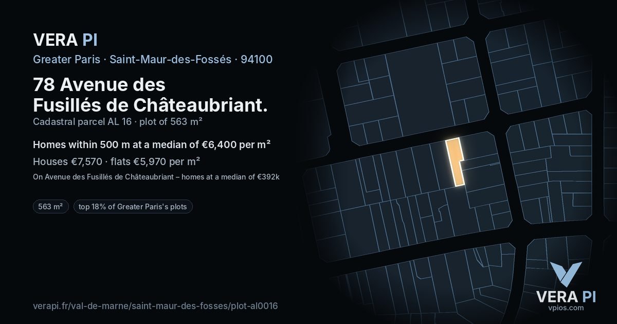78 Avenue des Fusillés de Châteaubriant, Saint-Maur-des-Fossés at night – the plot lit, the parcels around coloured by the prices near them