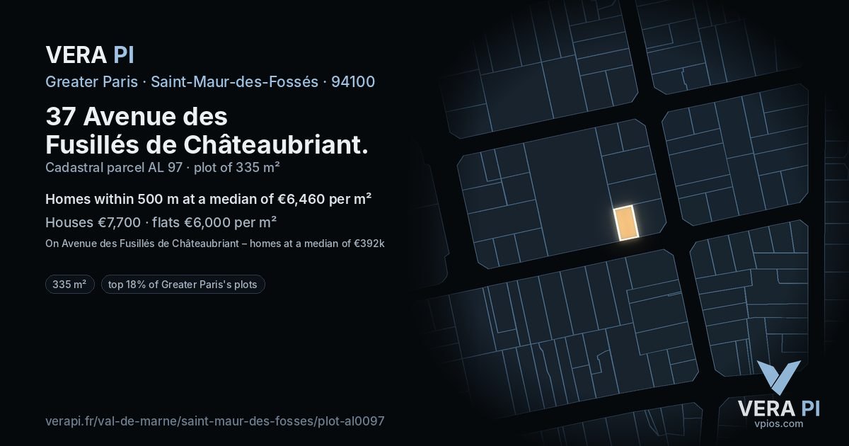 37 Avenue des Fusillés de Châteaubriant, Saint-Maur-des-Fossés at night – the plot lit, the parcels around coloured by the prices near them