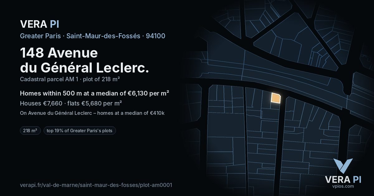 148 Avenue du Général Leclerc, Saint-Maur-des-Fossés at night – the plot lit, the parcels around coloured by the prices near them