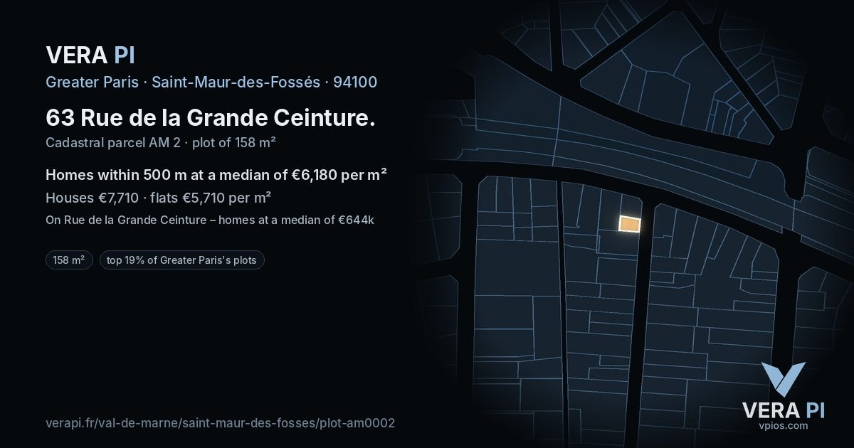 63 Rue de la Grande Ceinture, Saint-Maur-des-Fossés at night – the plot lit, the parcels around coloured by the prices near them