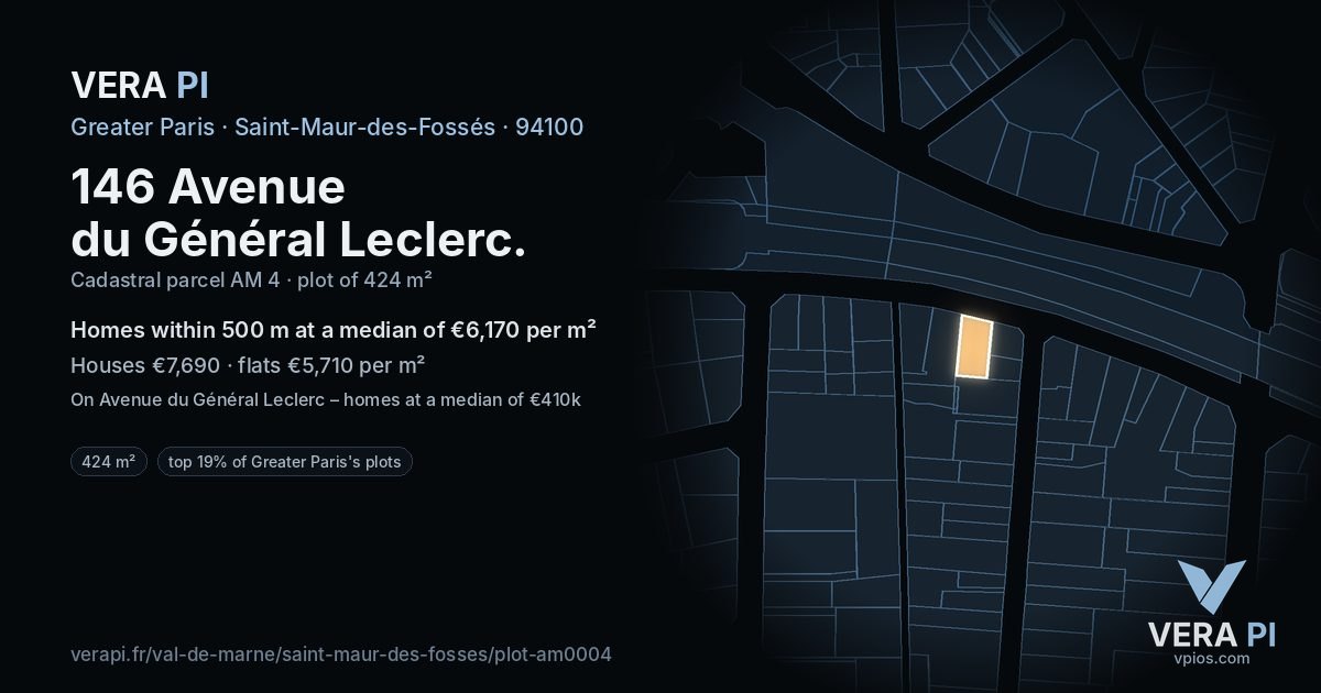 146 Avenue du Général Leclerc, Saint-Maur-des-Fossés at night – the plot lit, the parcels around coloured by the prices near them