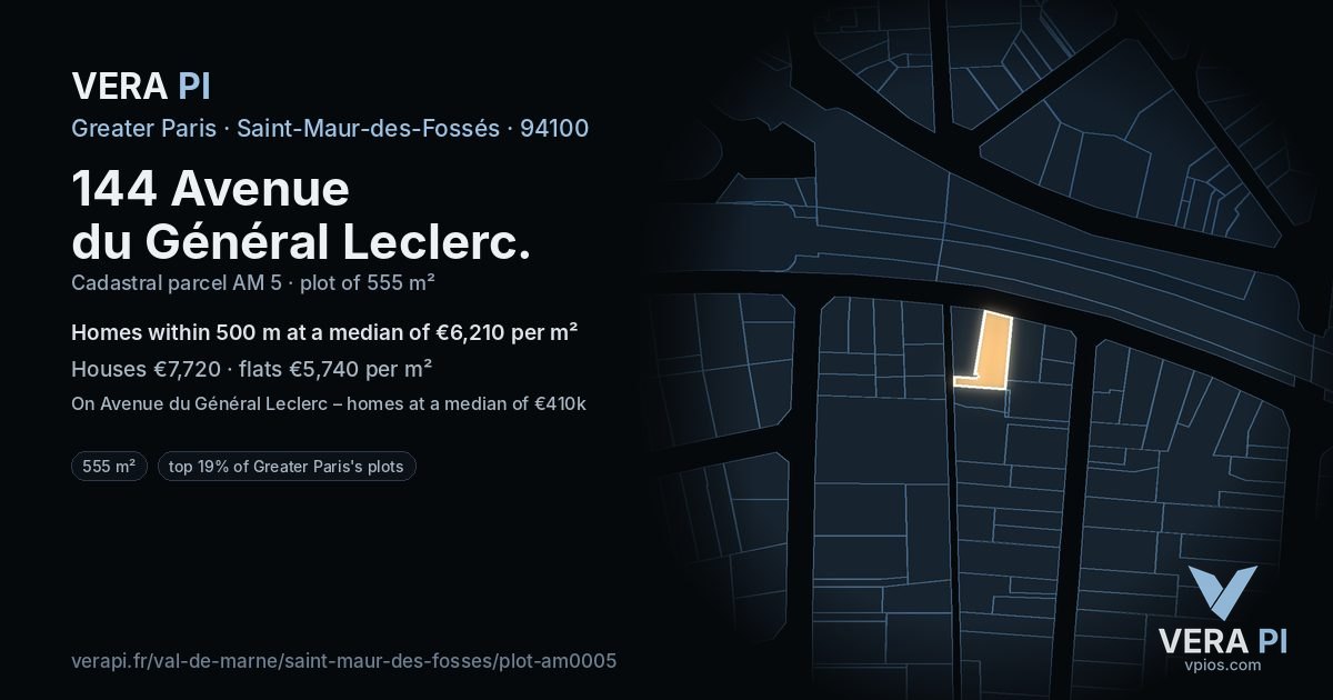 144 Avenue du Général Leclerc, Saint-Maur-des-Fossés at night – the plot lit, the parcels around coloured by the prices near them