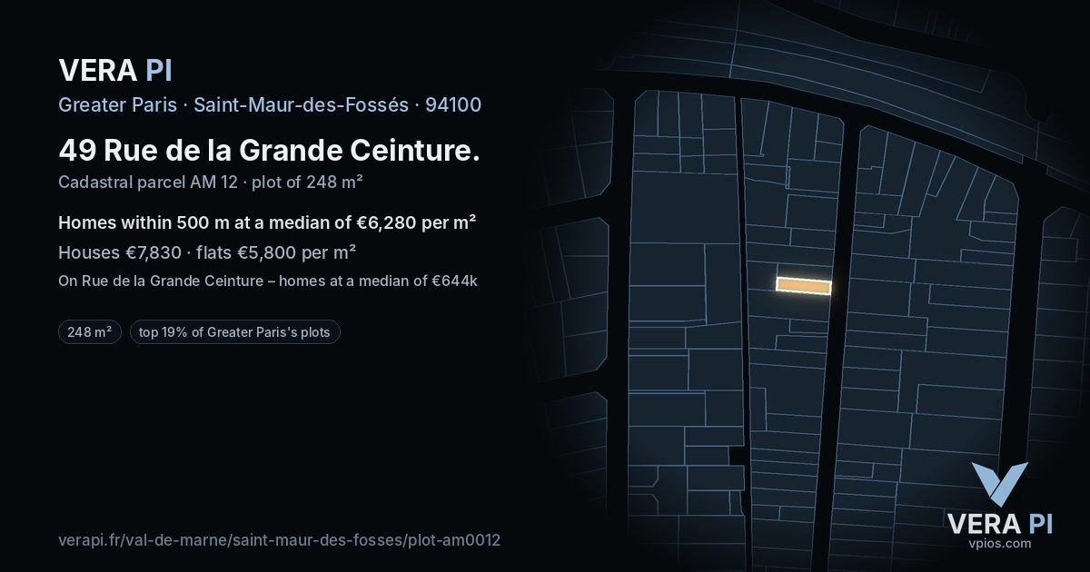 49 Rue de la Grande Ceinture, Saint-Maur-des-Fossés at night – the plot lit, the parcels around coloured by the prices near them
