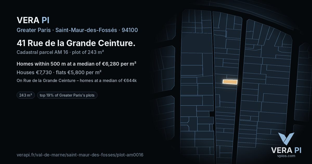 41 Rue de la Grande Ceinture, Saint-Maur-des-Fossés at night – the plot lit, the parcels around coloured by the prices near them