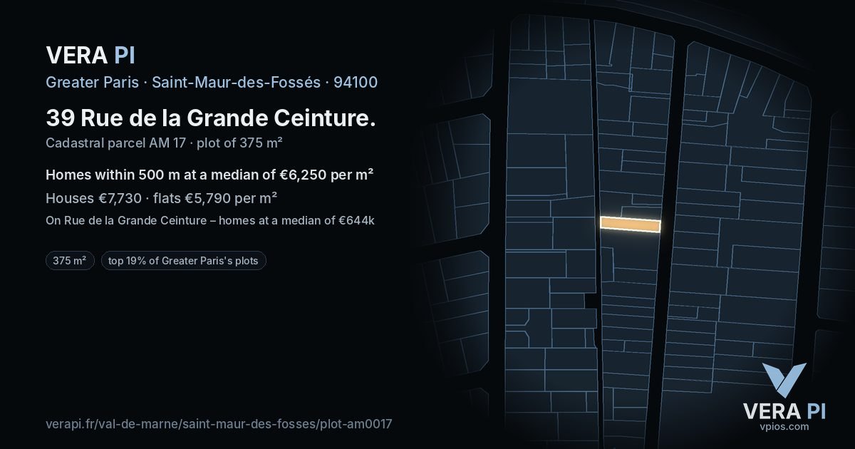 39 Rue de la Grande Ceinture, Saint-Maur-des-Fossés at night – the plot lit, the parcels around coloured by the prices near them
