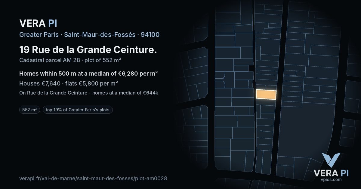 19 Rue de la Grande Ceinture, Saint-Maur-des-Fossés at night – the plot lit, the parcels around coloured by the prices near them