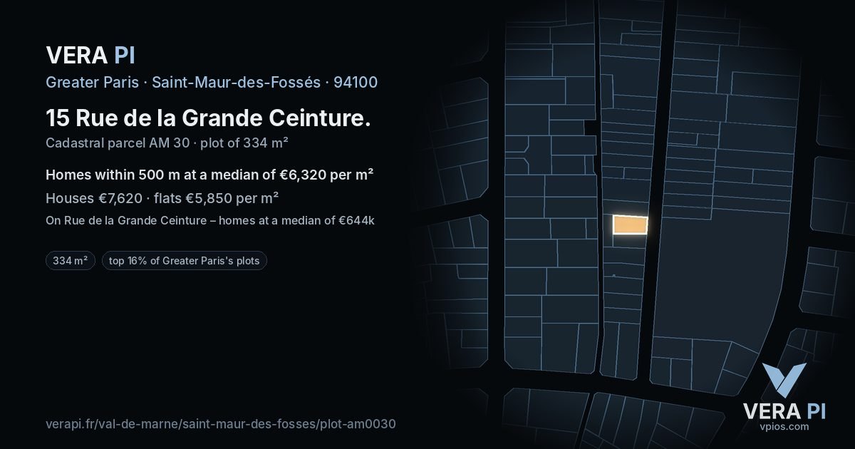 15 Rue de la Grande Ceinture, Saint-Maur-des-Fossés at night – the plot lit, the parcels around coloured by the prices near them