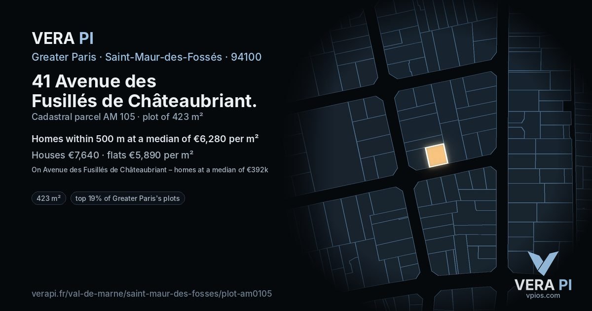 41 Avenue des Fusillés de Châteaubriant, Saint-Maur-des-Fossés at night – the plot lit, the parcels around coloured by the prices near them