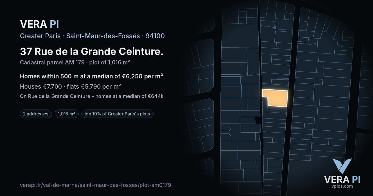 37 Rue de la Grande Ceinture, Saint-Maur-des-Fossés at night – the plot lit, the parcels around coloured by the prices near them
